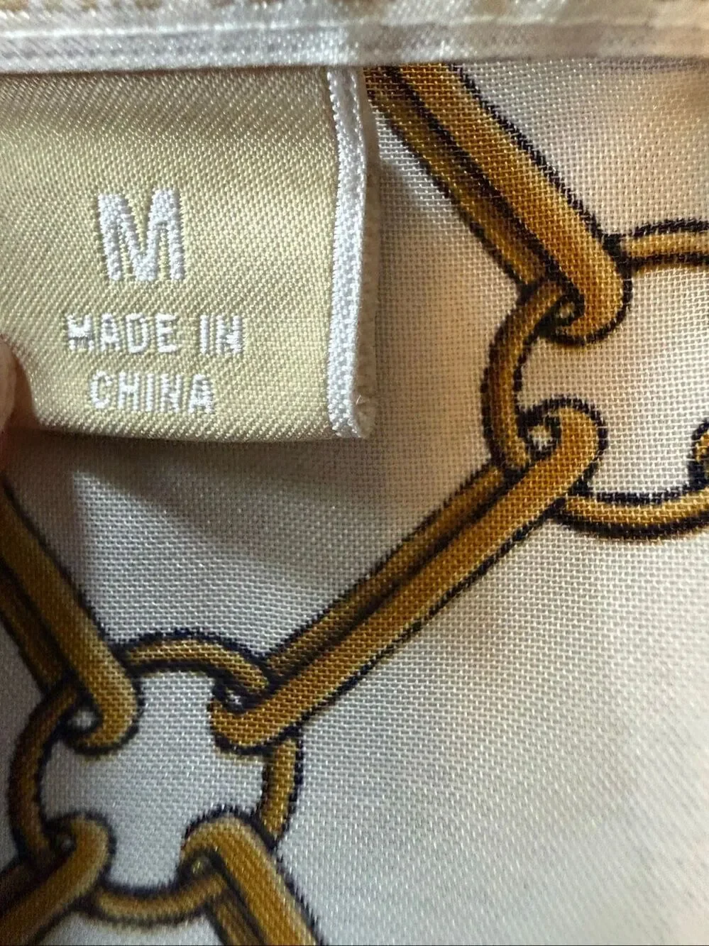 Michael Kors Women's Logo Buttons MK Gold Chains Button Up Blouse Gold Medium